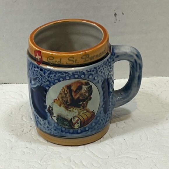 VTG Swiss Grd.St. Bernard Dog Mini Mug Shot Cup 2.75" Tall Souvenir Collectible - Picture 6 of 16